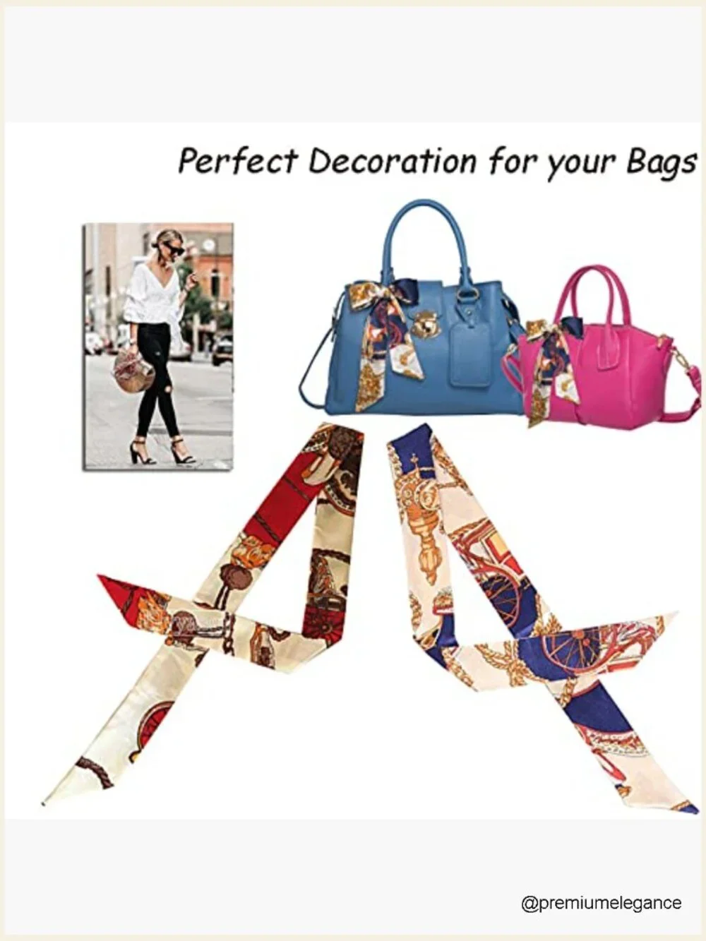 6-Pack Imitation Silk Fashion Scarves for Women - Head Neck Handbag Hair Scarf